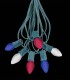 6 Socket Green Electric Light Strings, Patriotic LED Bulbs