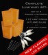 Set of 6 Brown Luminaries, White Light String, Amber FLAME LED Bulbs & Stakes