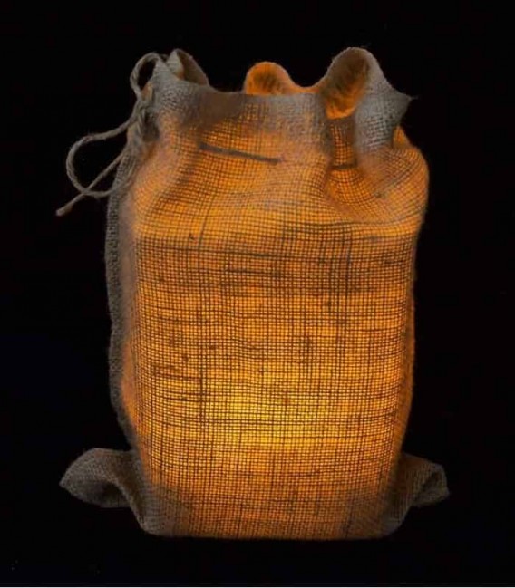 Snug Burlap Bag at Night