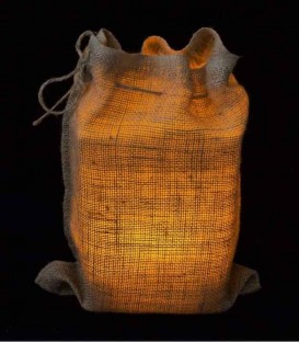 Snug Burlap Bag at Night