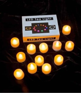 Set of 12 Amber LED Tealights