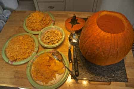 Carving out the Halloween pumpkin